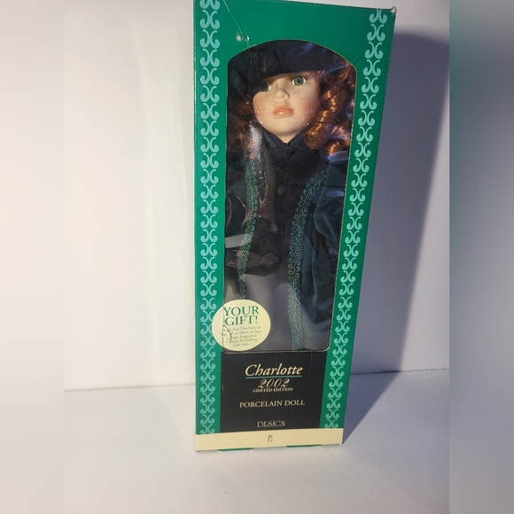 Charlotte Porcelain Doll with Green Dress - Picture 1 of 6